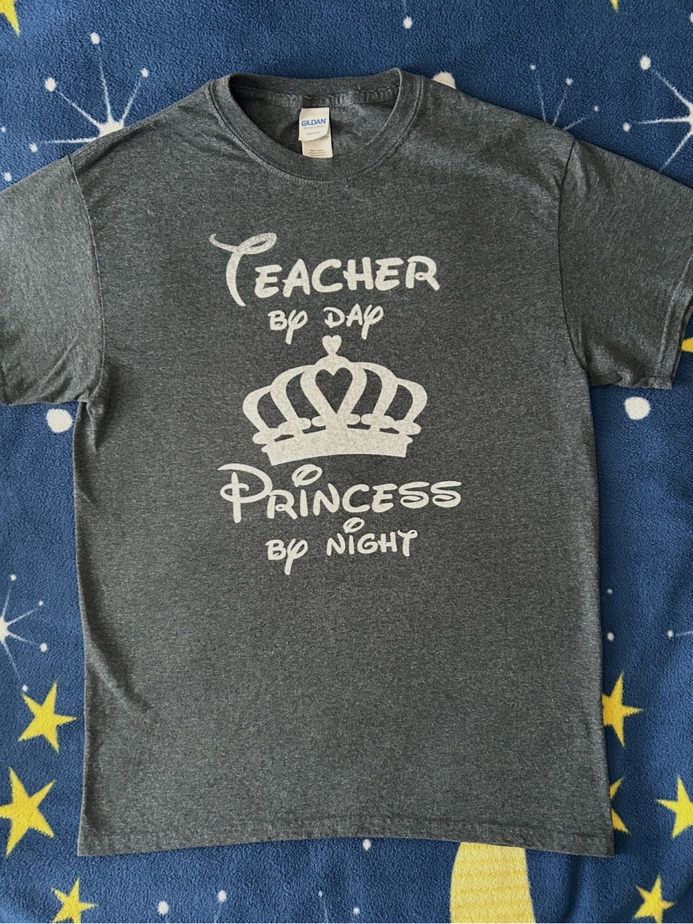 Teacher by Day Princess by Night Graphic Tee - Charcoal